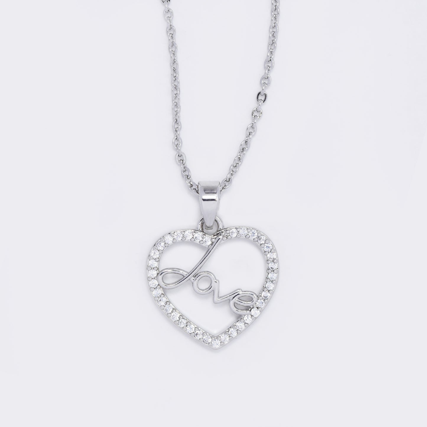 CZ love heart CZ necklace - CZYP5761