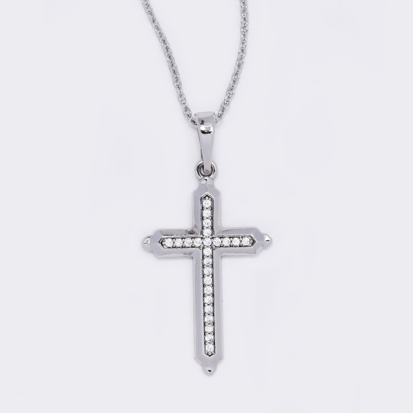 Silver framed CZ cross pendant - CZYP5781