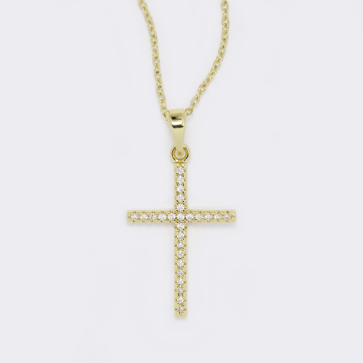 27mm gold CZ cross necklace - CZYP5810