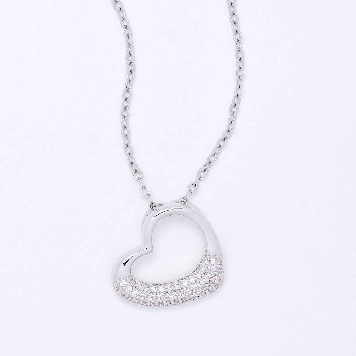 CZYP7490 - Premium brass CZ open heart necklace
