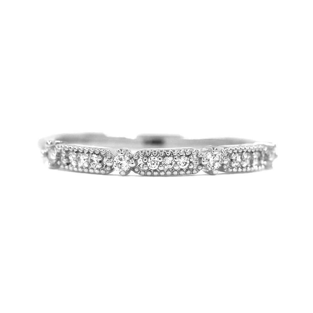 Premium cubic zirconia rectangle design eternity band ring