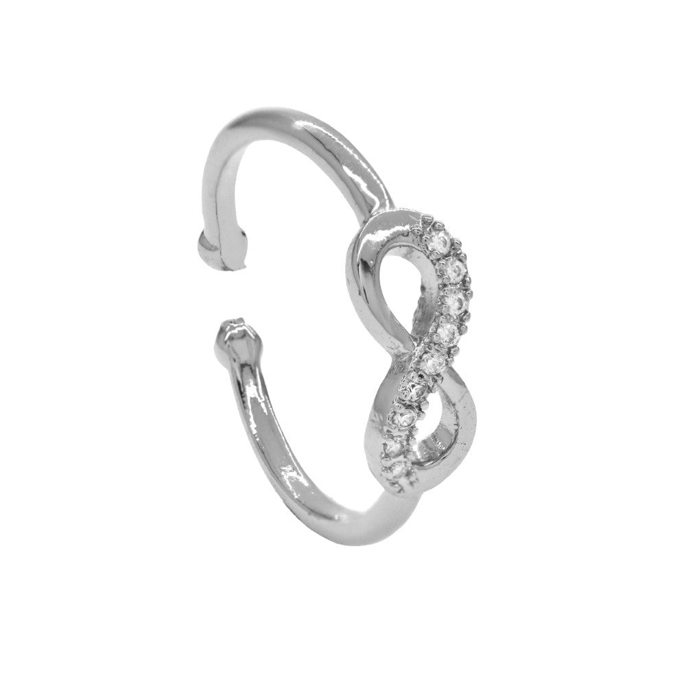 CZYR3758 - Brass infinity cubic zirconia free size ring