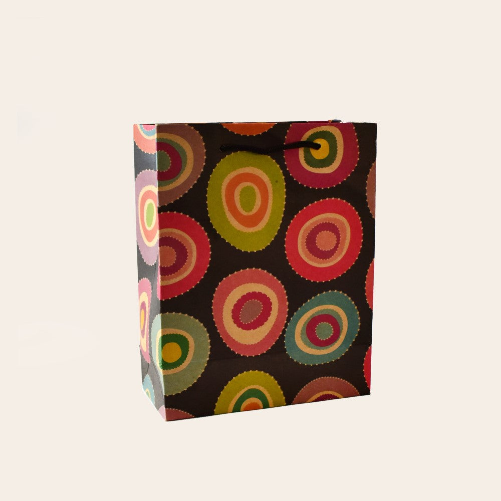 12 Pack black with colourful circle 18 x 14mm gift - Dotty small