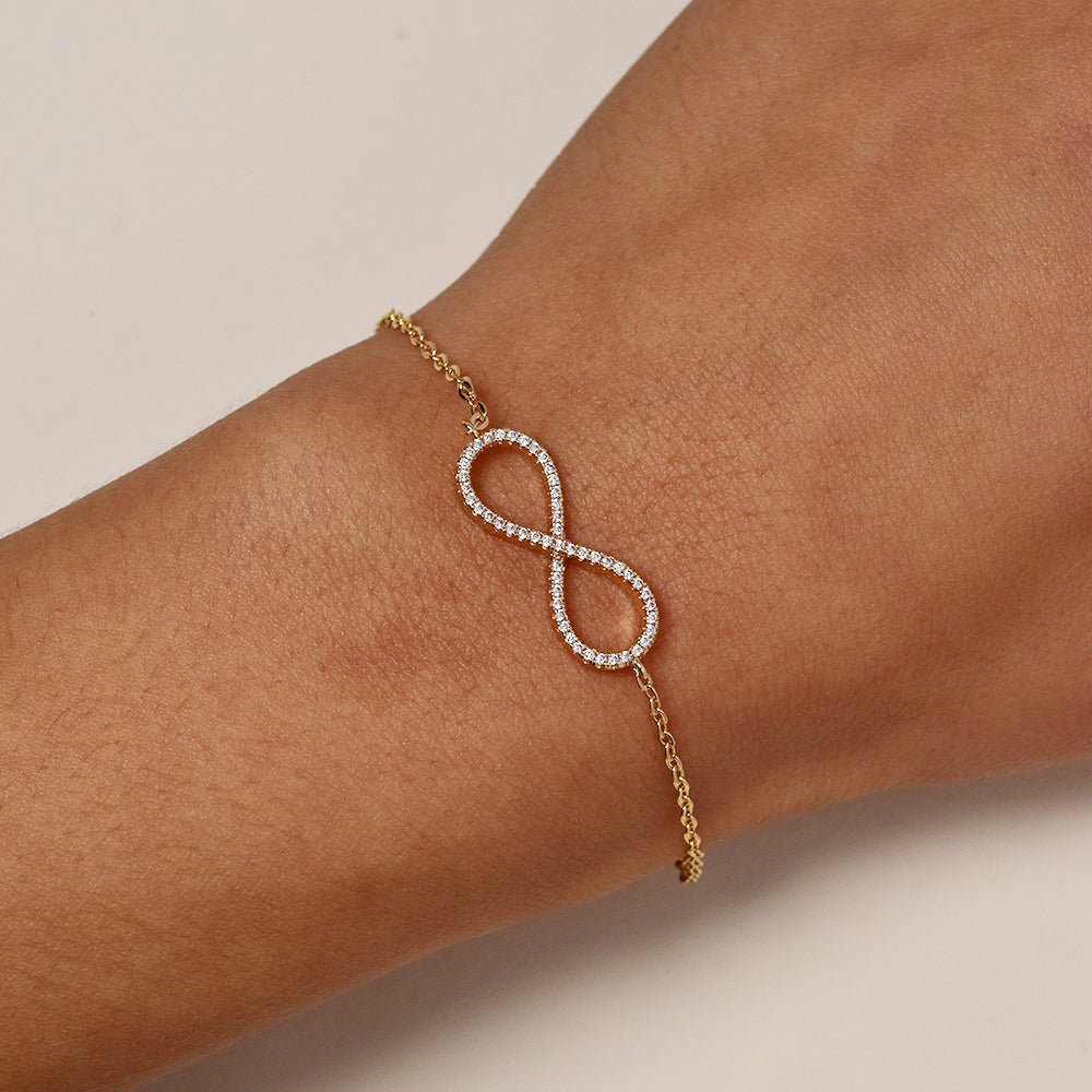 Premium plated cubic zirconia infinity 17 + 5cm bracelet
