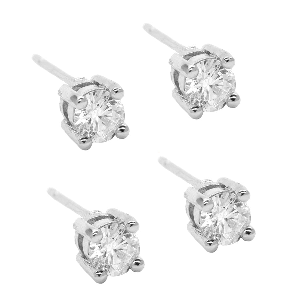 2 Pack premium cubic zirconia 4mm round premium plated stud earring - GFE4150
