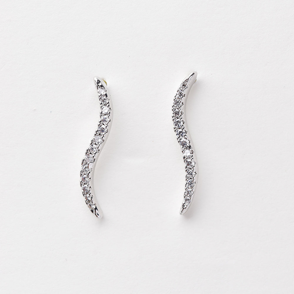 GFE6654- Brass cubic zirconia S curve stud earrings