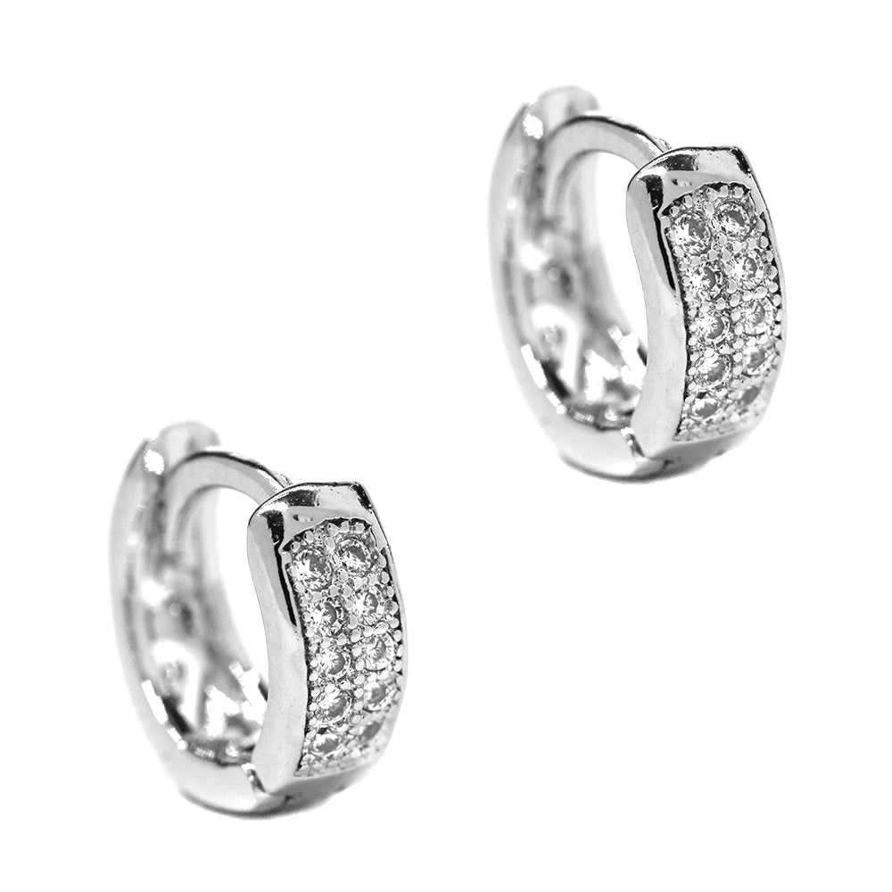 Premium 2 row pave cubic zirconia heart huggie earrings - GFE7853