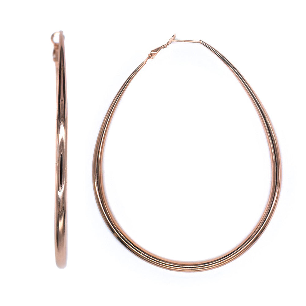 Premium rose gold statement oval hoop earring