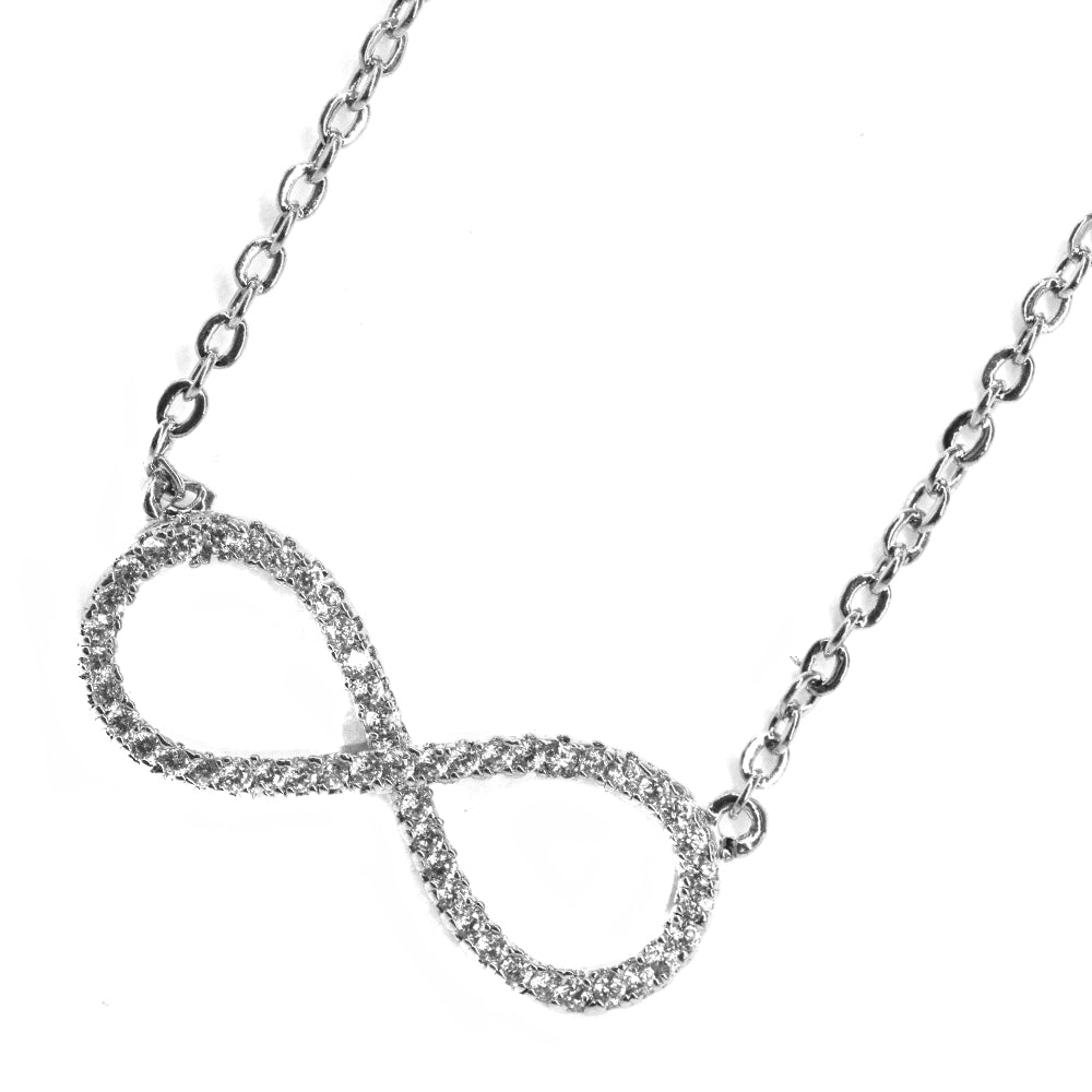 Premium cubic Zirconia infinity silver plated necklace