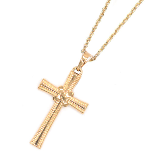 Premium gold cross with knot necklace