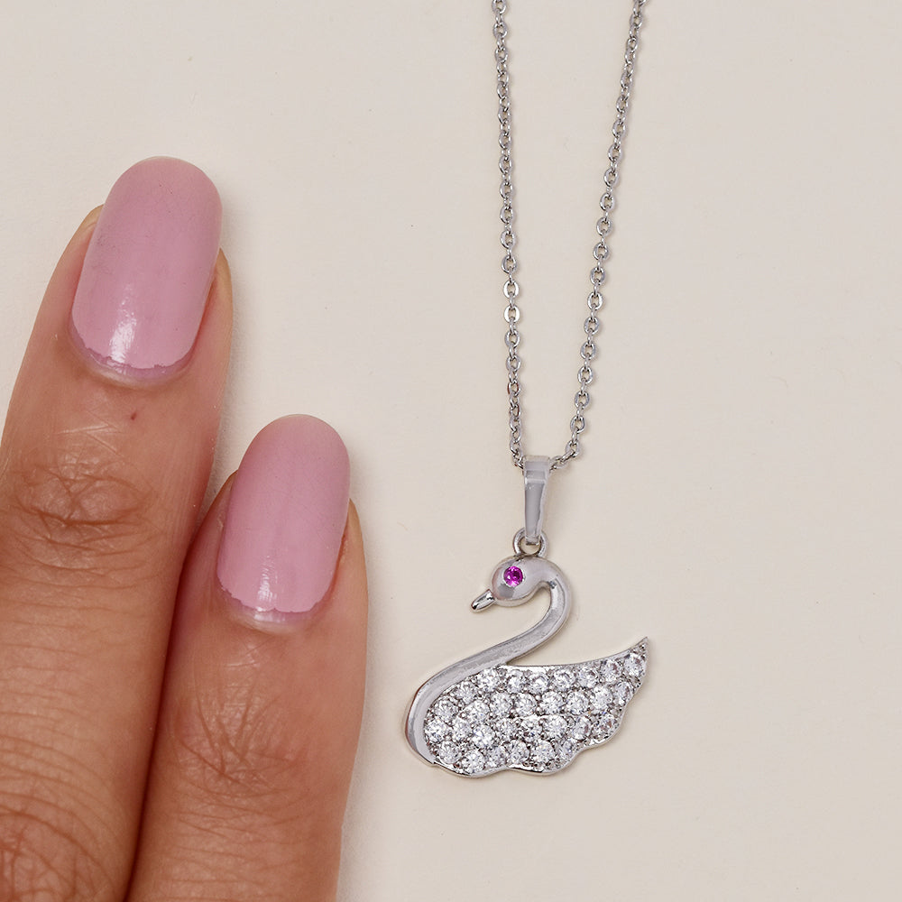 GFP639 - Premium plated CZ swan necklace