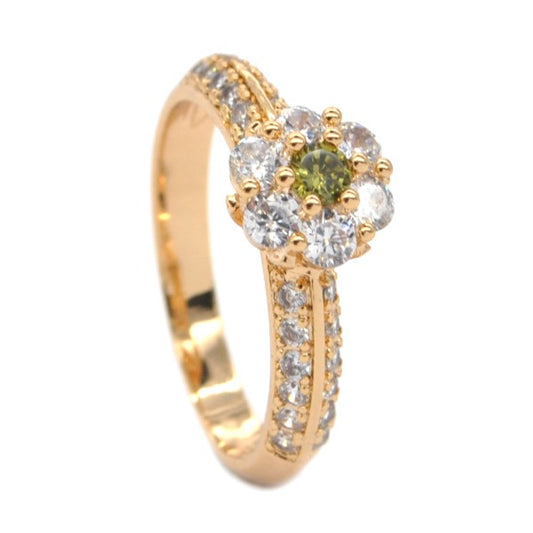 Premium gold plated cubic zirconia flower ring