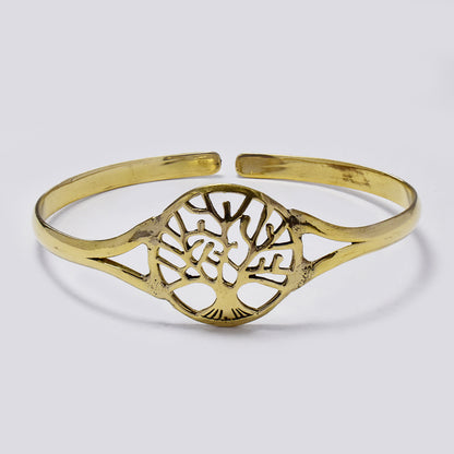 Brass detailed tree of life free size bangle