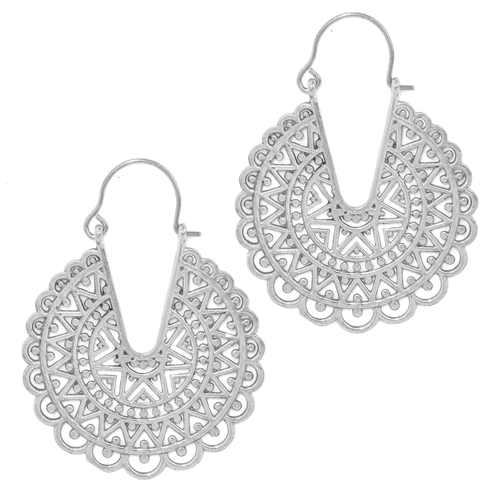 Brass fan like filigree statement earrings - IFE217