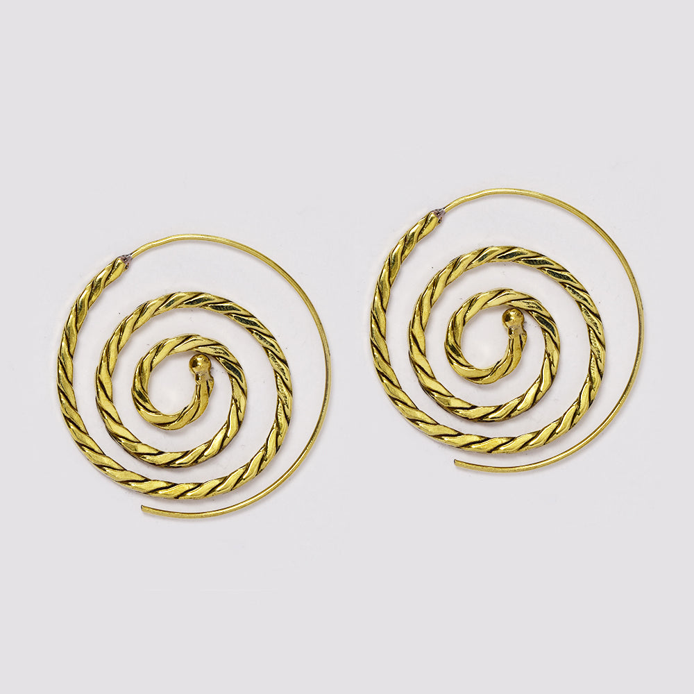 Brass rope design spiral coil earrings - IFE728