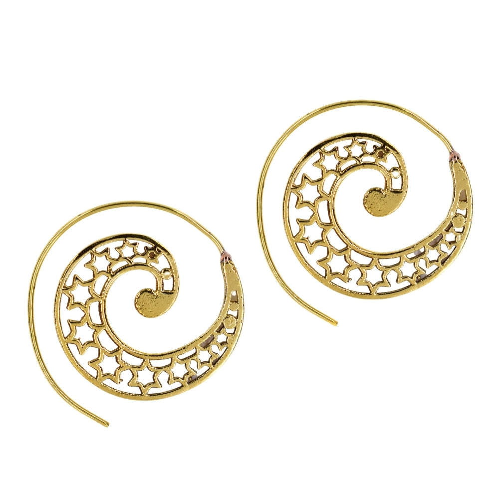 Brass coil star cutout earring - IFE743