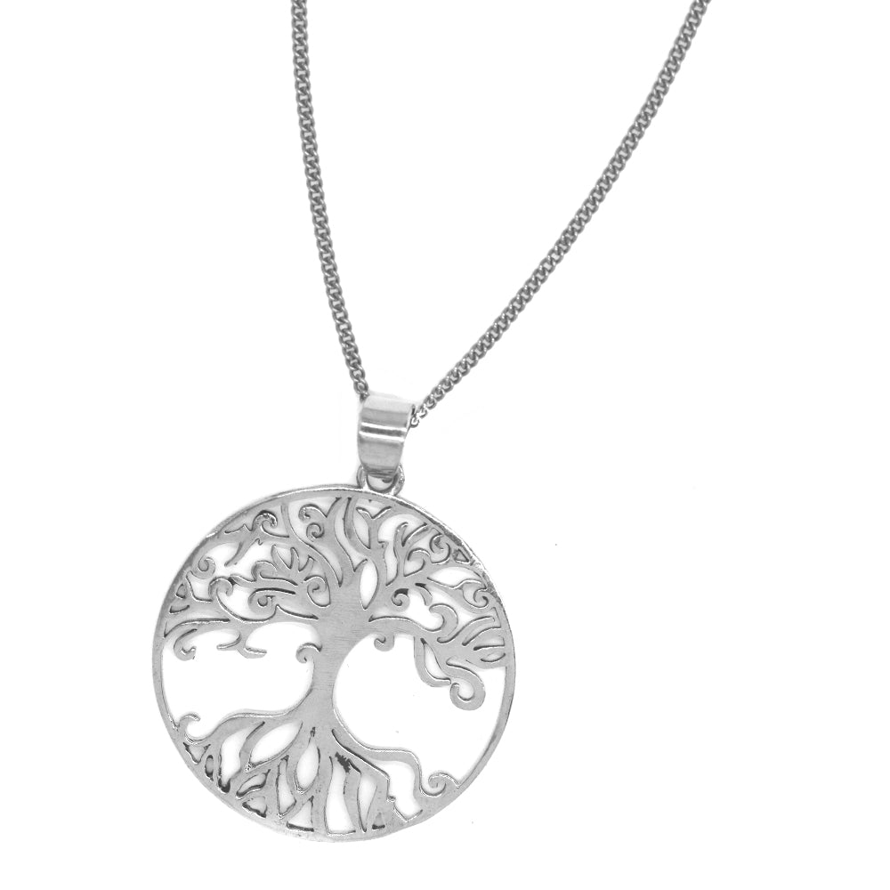 Brass tree of life disc necklace - IFP289