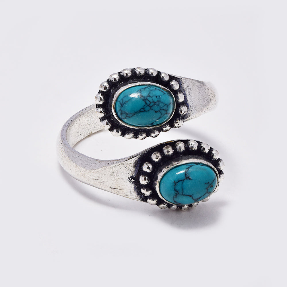 Brass ross over & gemstone free size ring - IFR279