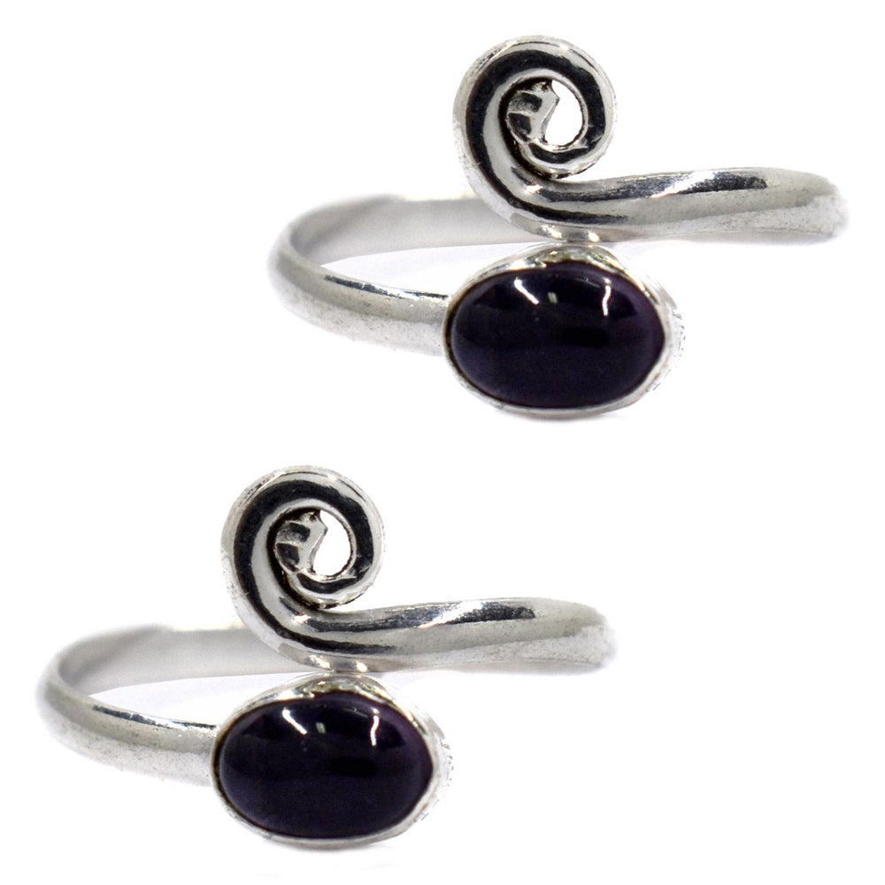 2 Pack brass coil ring with gemstone - IFR502