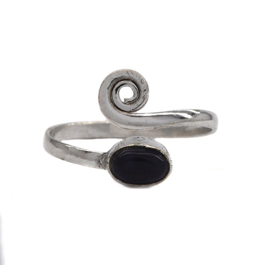 2 Pack brass coil ring with gemstone