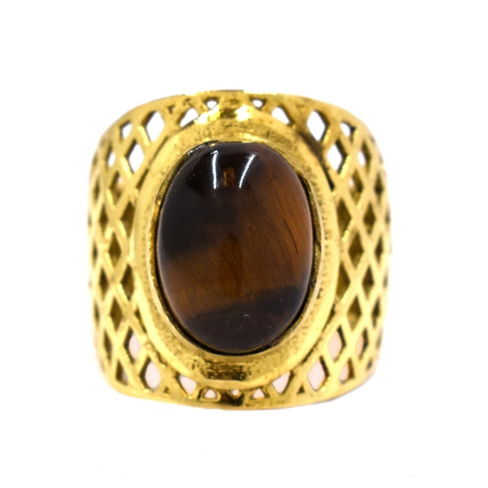Brass cutout our gemstone statement ring - IFR509