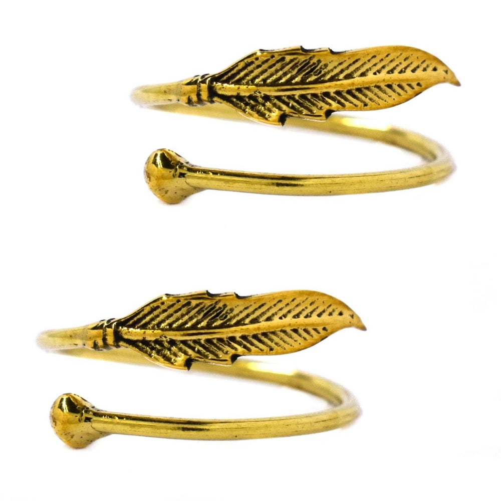 2 Pack brass leaf and ball free size ring - IFR513