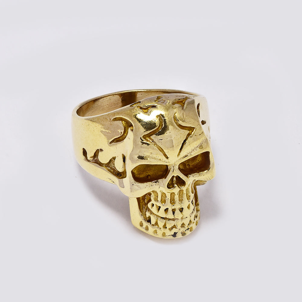 Brass ring with skull design - IFR533