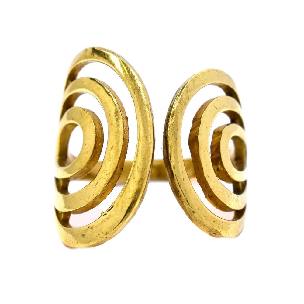 Brass swirl cutout free size ring - IFR536