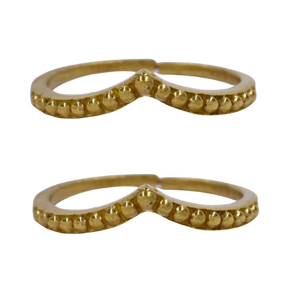 2 Pack brass Curved open band brass free size ring - IFR628