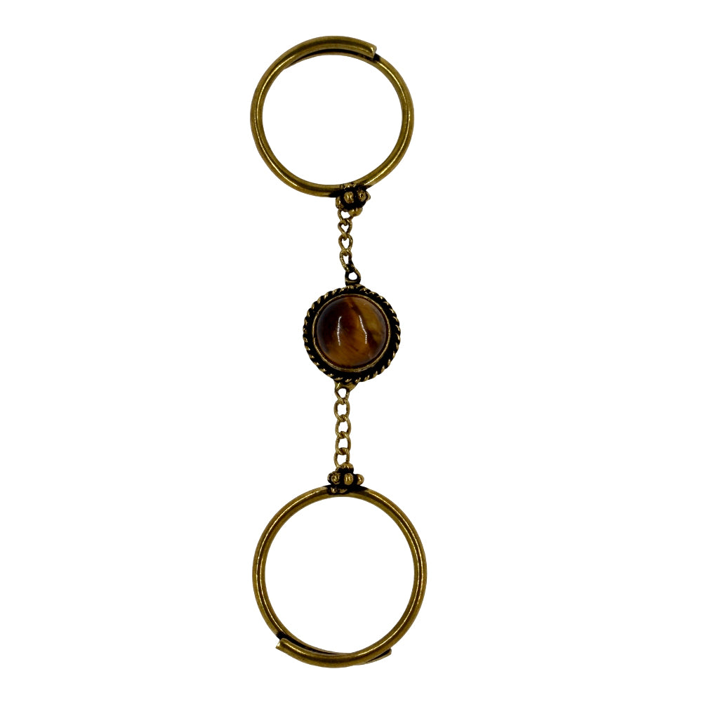 Brass Gemstone chain link double band ring - IFR637