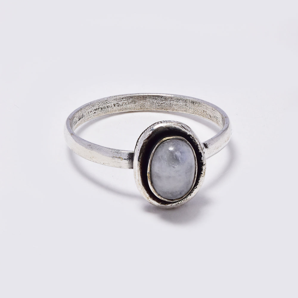 Brass double tube set brass ring with gemstone - IFR711