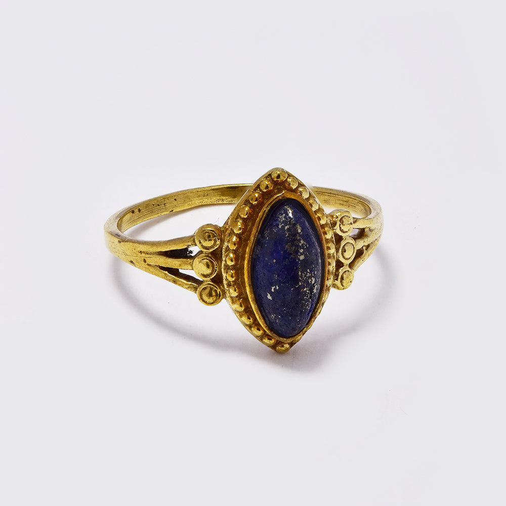 Brass ring with marquise cut gemstone - IFR714