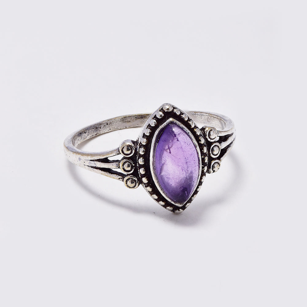 Brass ring with marquise cut gemstone - IFR714
