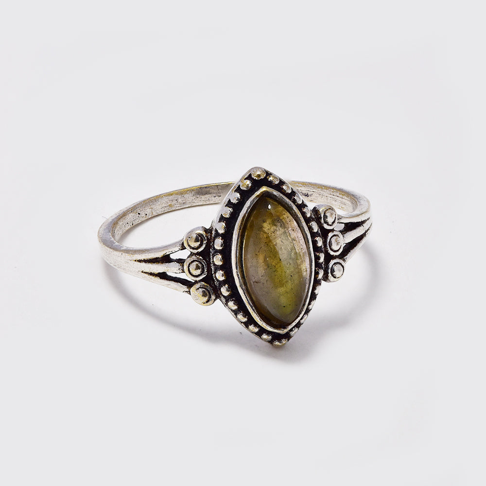 Brass ring with marquise cut gemstone - IFR714