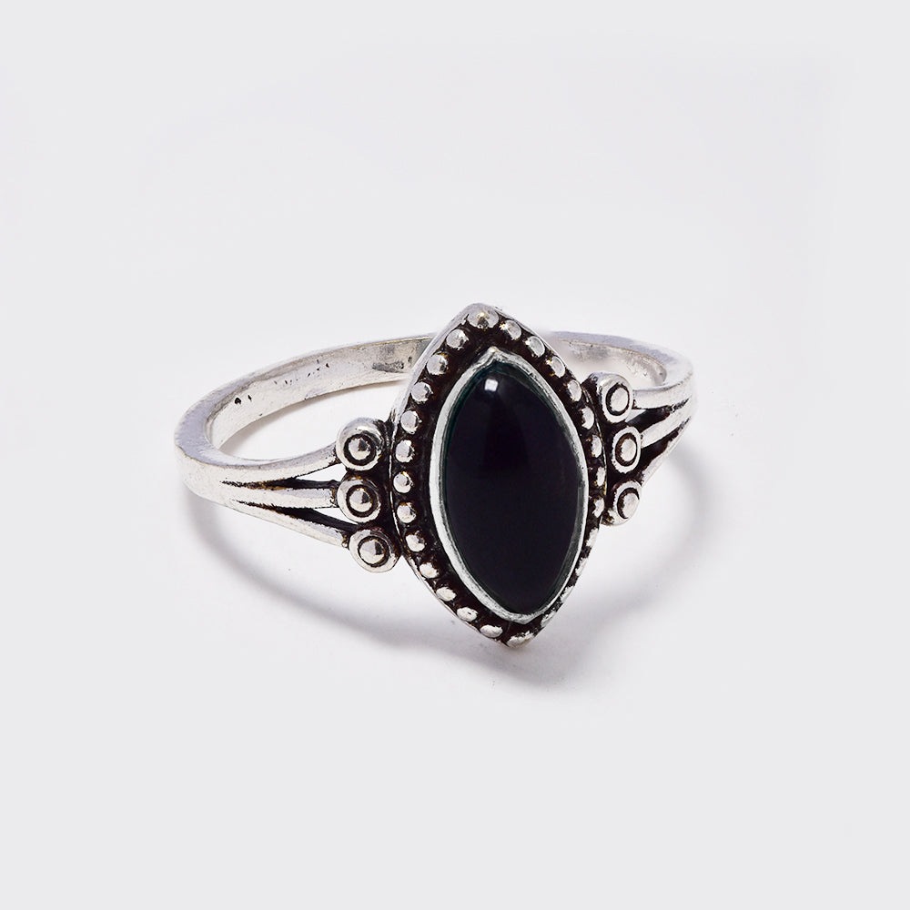 Brass ring with marquise cut gemstone - IFR714