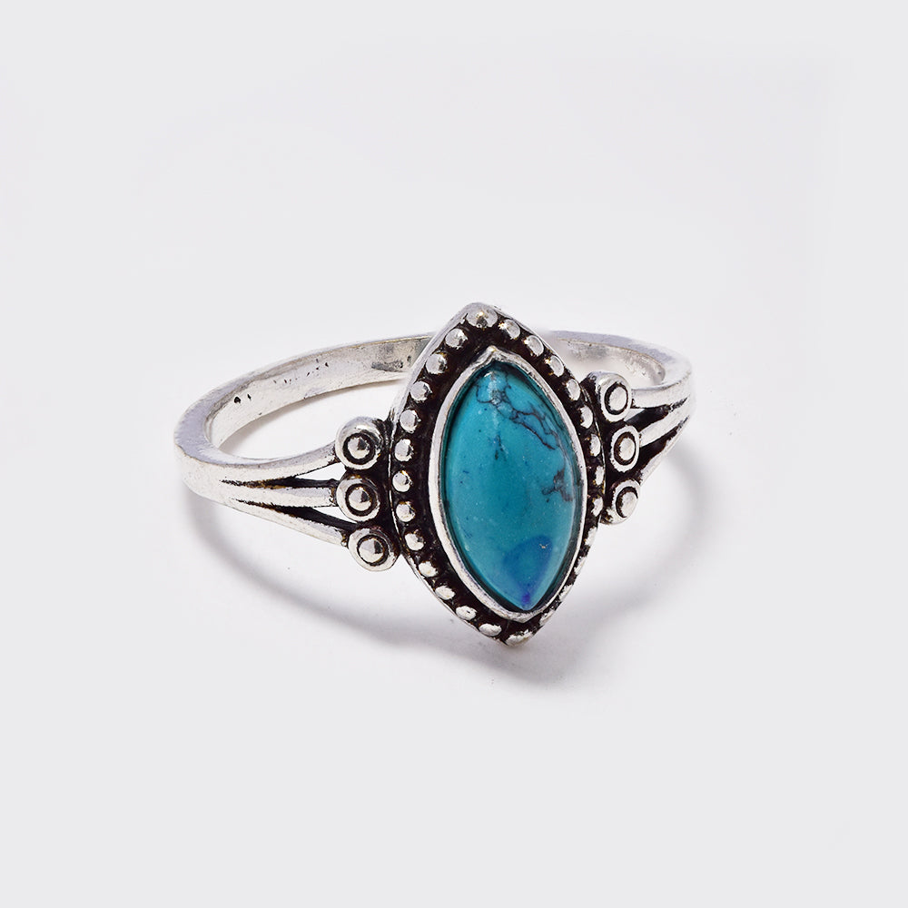 Brass ring with marquise cut gemstone - IFR714