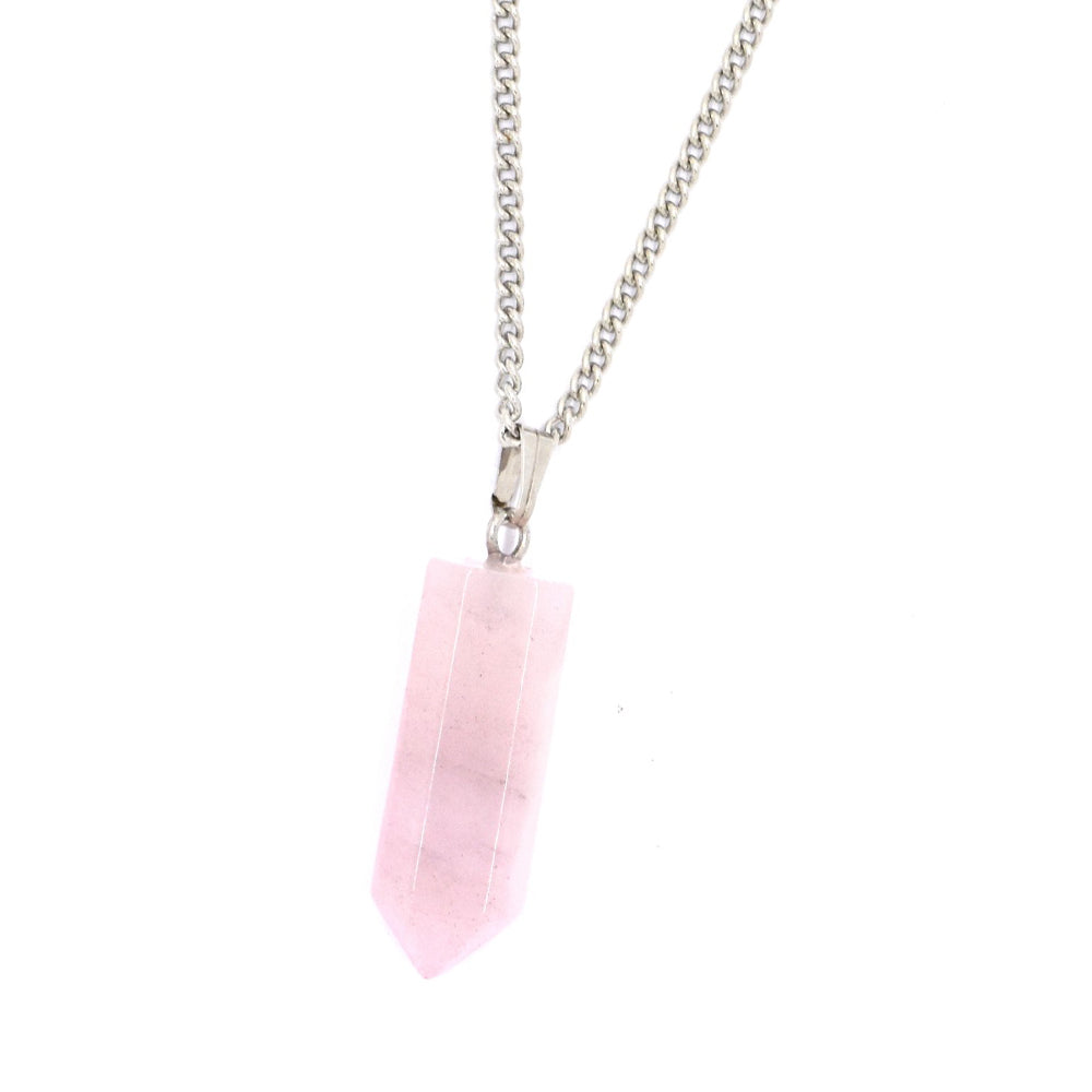 Fashion rose quartz pendant on chain - LP7409
