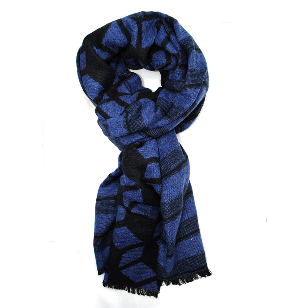 Stripe and cube printed heavyweight scarf - LS7554