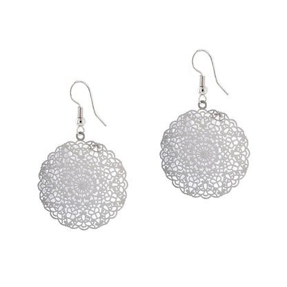 Fashion round lace cut out drop earrings
