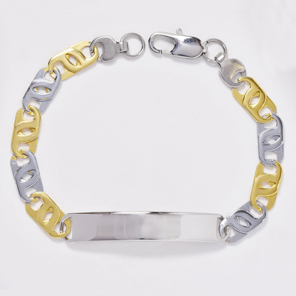 Stainless steel two-toned ID tab link bracelet - NCSSB016
