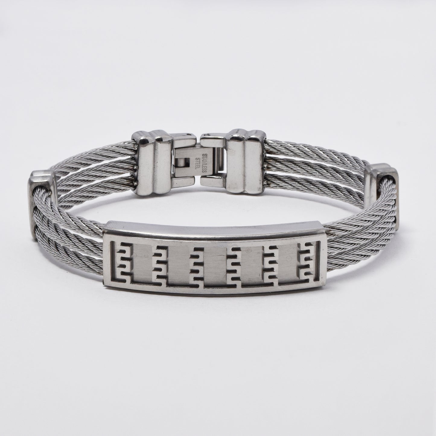 NCSSB072 - Steel wire and geometric pattern bracelet