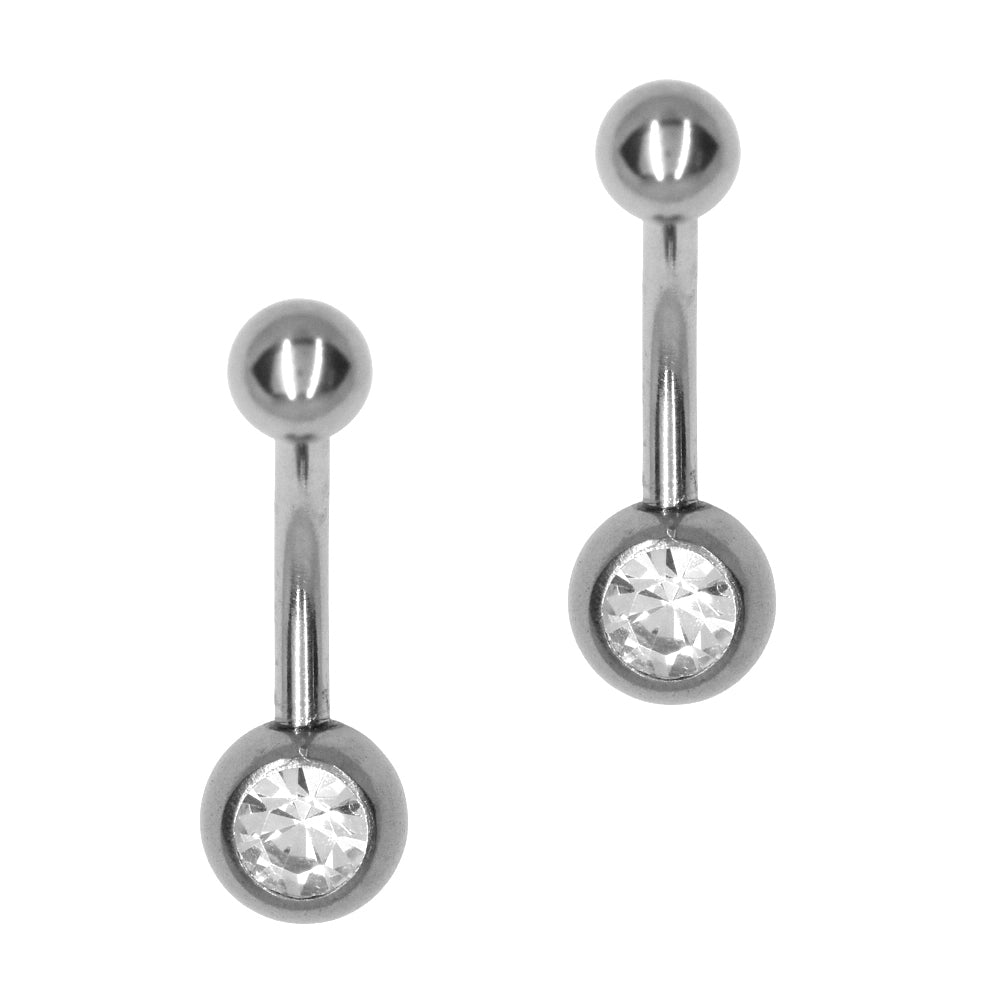 Buy 1 get 1 FREE - 2 Pack Stainless steel clear cubic zirconia belly ring - NCSSBJ004