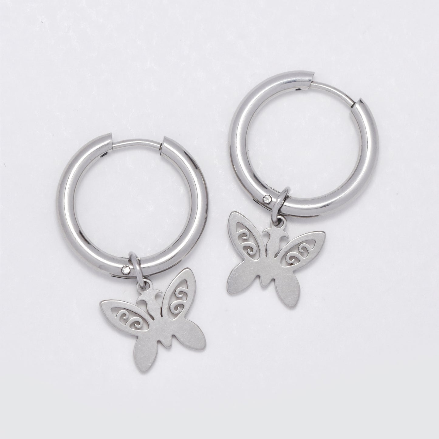 NCSSE027 - Steel 19mm hoop with butterfly charm