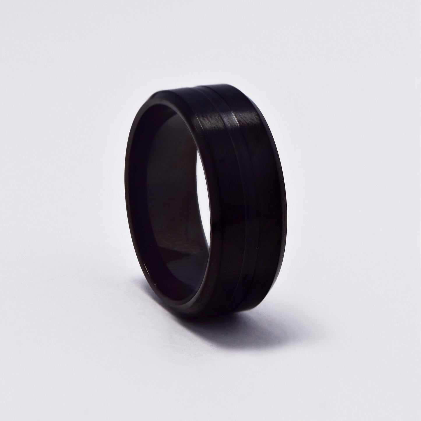 Buy 1 get 1 FREE - Steel 8mm black plated flat line band - NCSSR026i