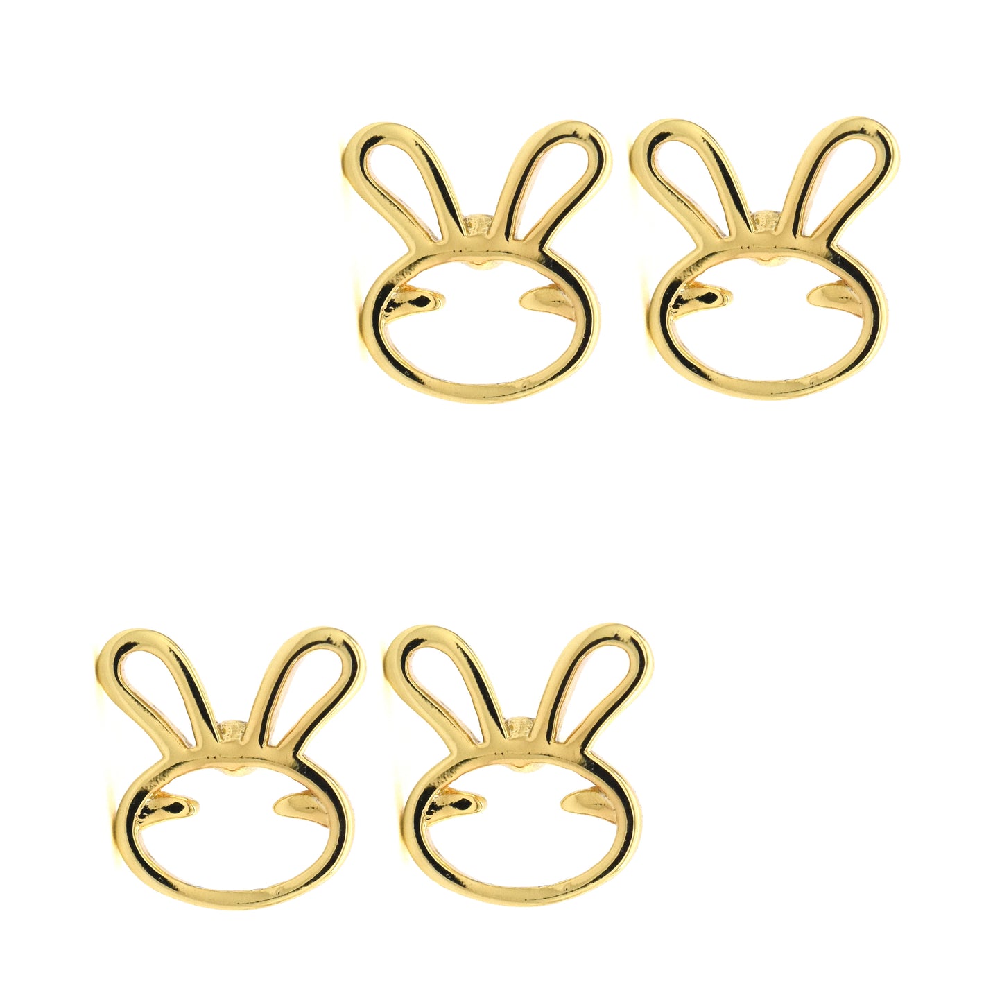 2 Pack premium gold bunny studs