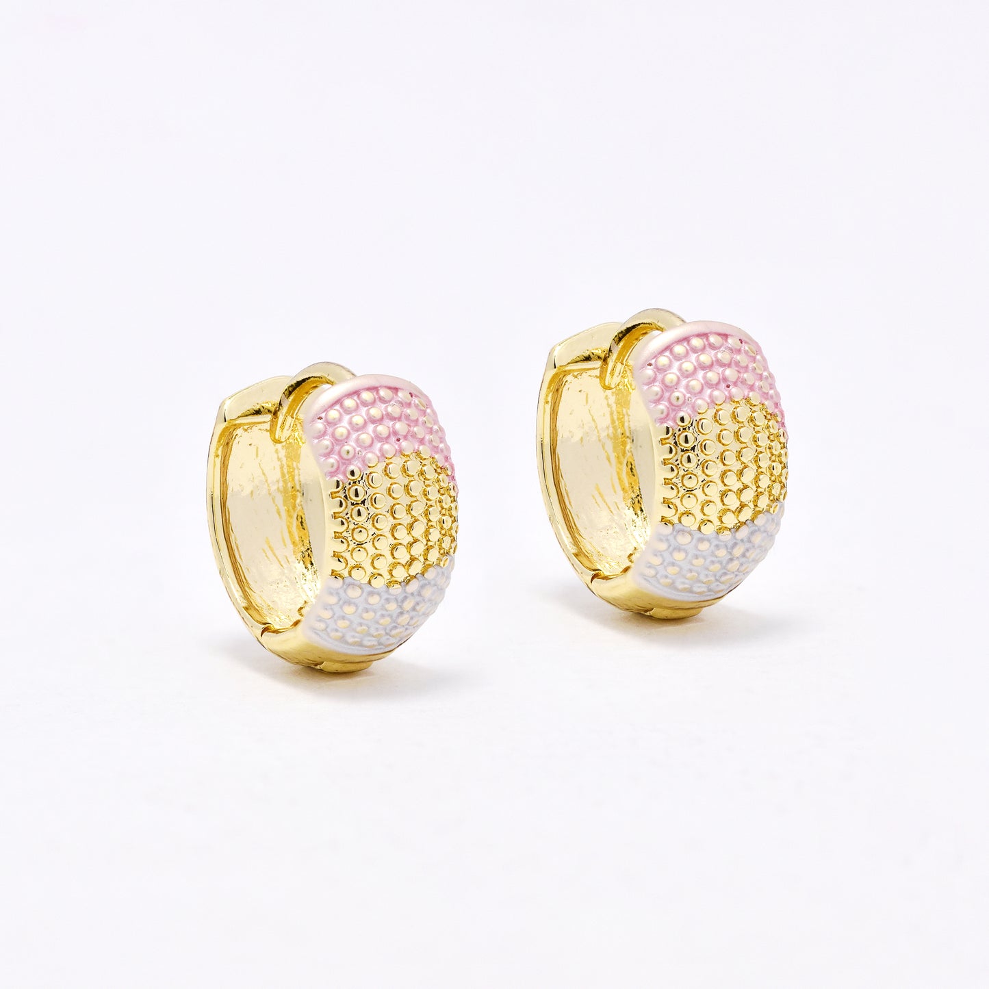 PYE6604 - Premium 13.5mm x 6mm tri-colour textured hoops