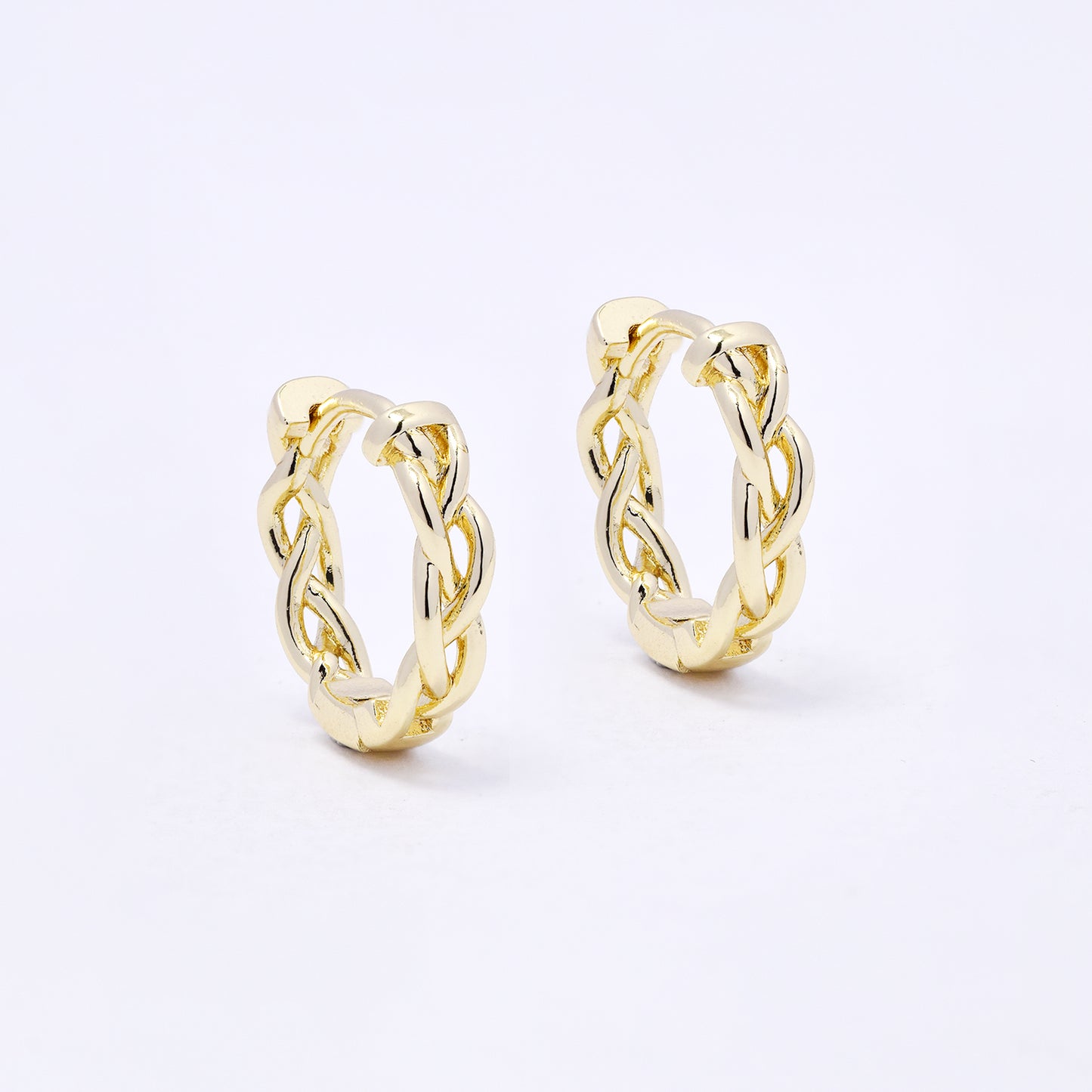 PYE7225 - Premium brass 15mm x 4mm plait design hoop earring