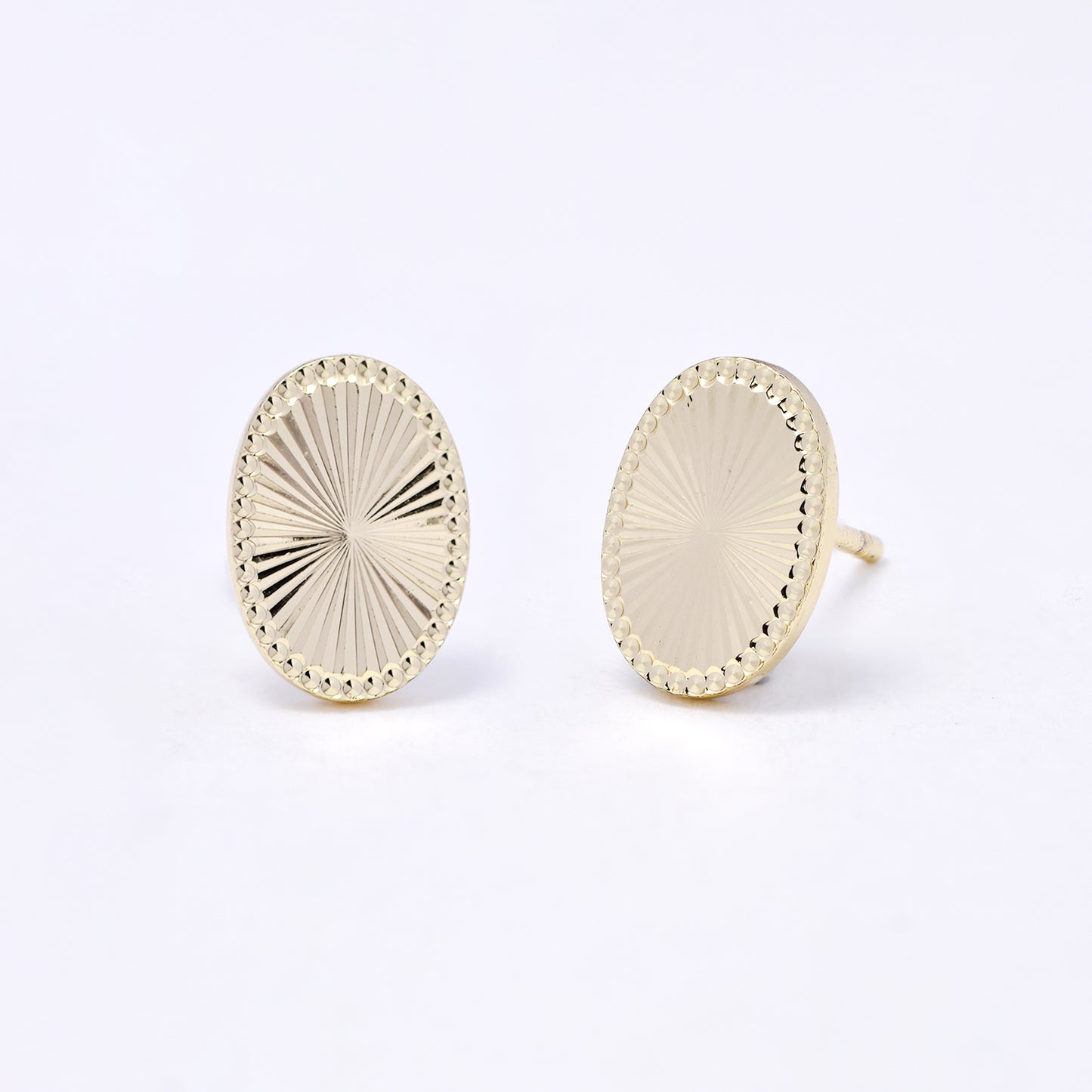 PYE7228 - Premium brass 10mm x 7mm oval sunray stud earring