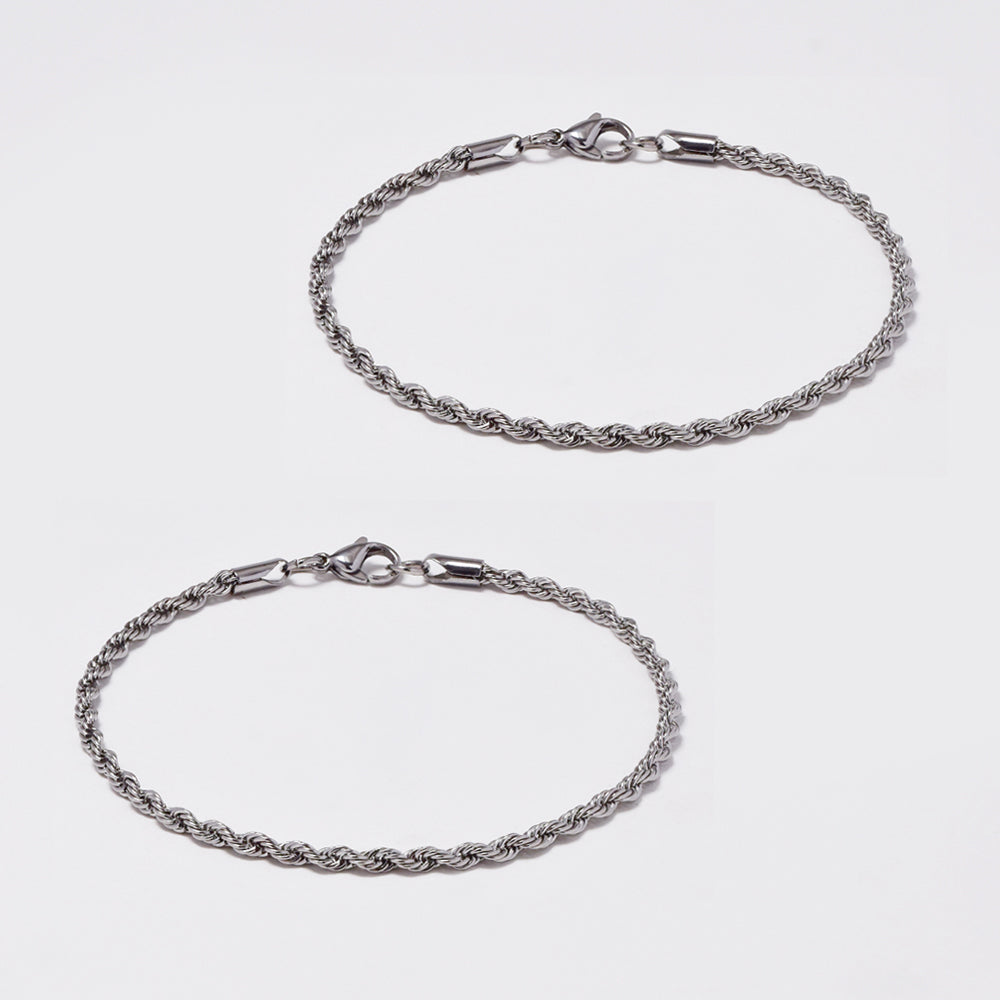 2 Pack stainless steel rope 22cm bracelet - SSROPE.3x22