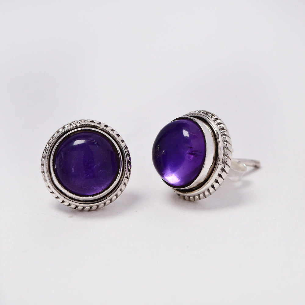 S925GEM-1-E - 925 Silver gemstone stud earrings